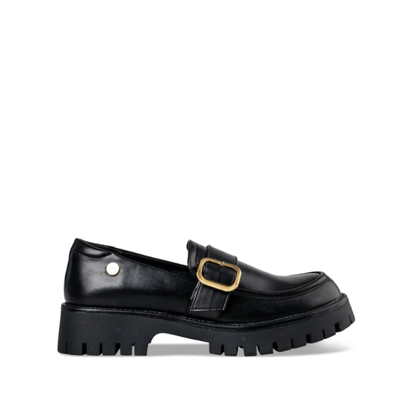 Envie Leather Loafers with Gold Buckle