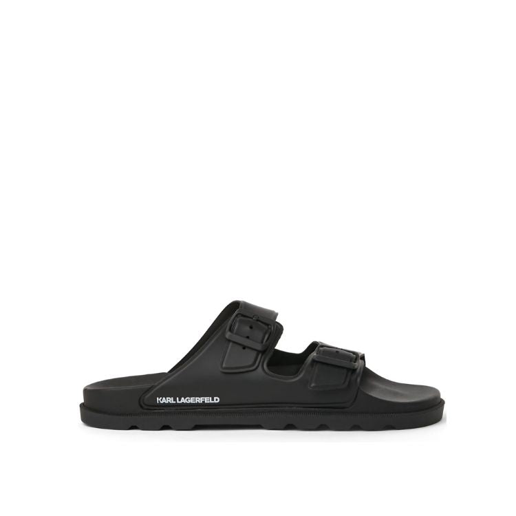 Karl Lagerfeld Signature Double Buckle Slides Men - Black