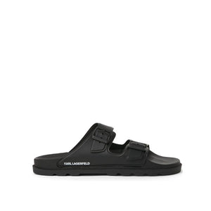 Karl Lagerfeld Signature Double Buckle Slides Men - Black