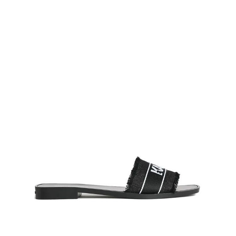 Karl Lagerfeld Denim Logo Strap Slides Women - Black