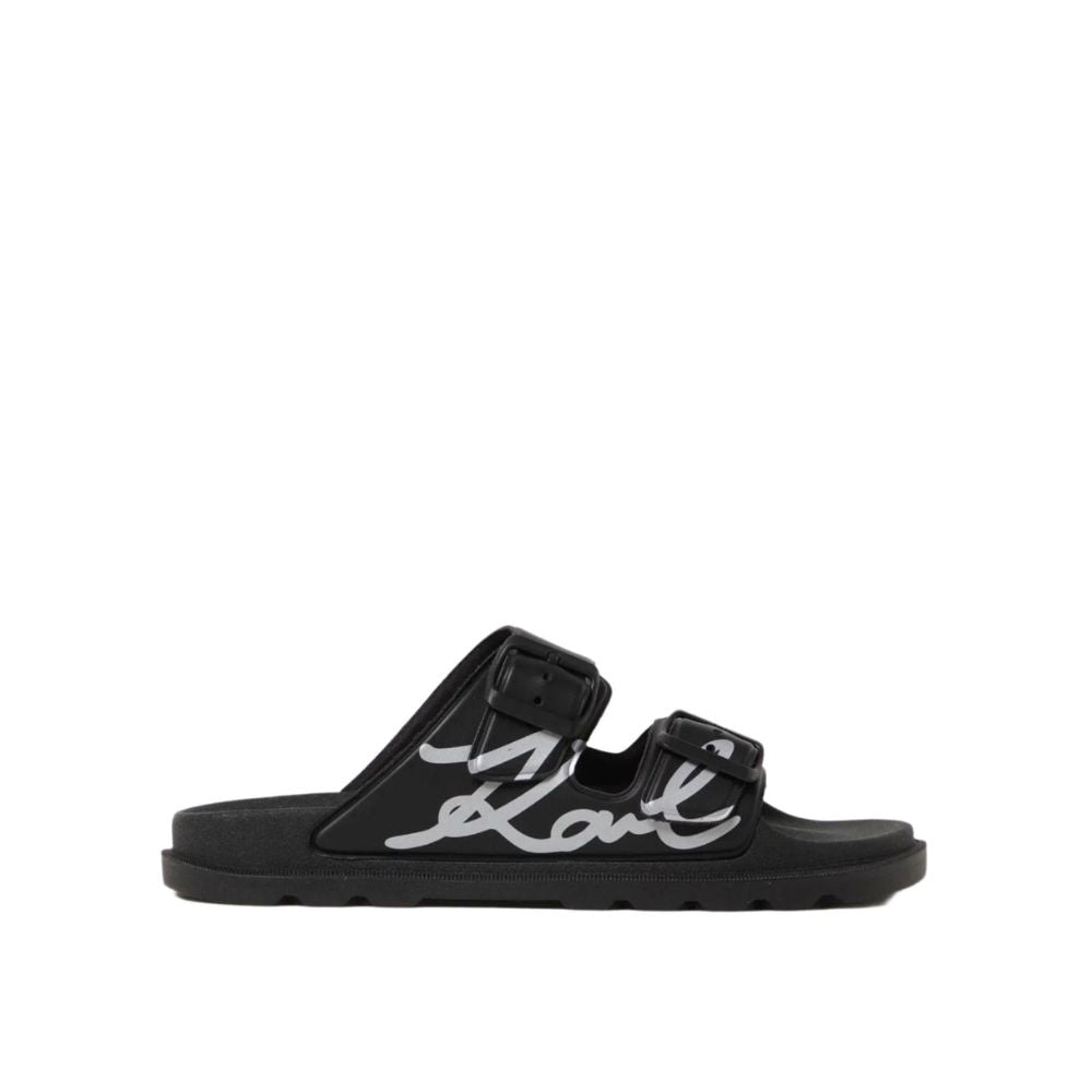 Karl Lagerfeld Double Buckle Signature Slides Women - Black