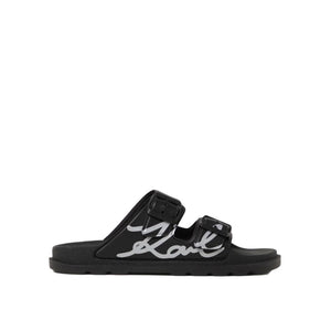 Karl Lagerfeld Double Buckle Signature Slides Women - Black