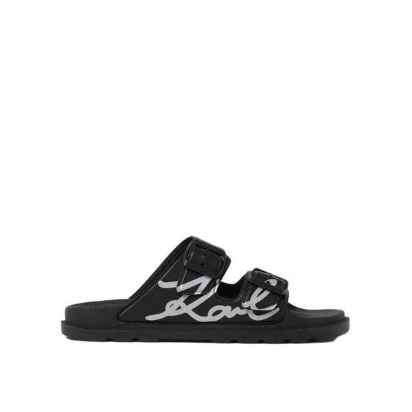 Karl Lagerfeld Double Buckle Signature Slides Women - Black
