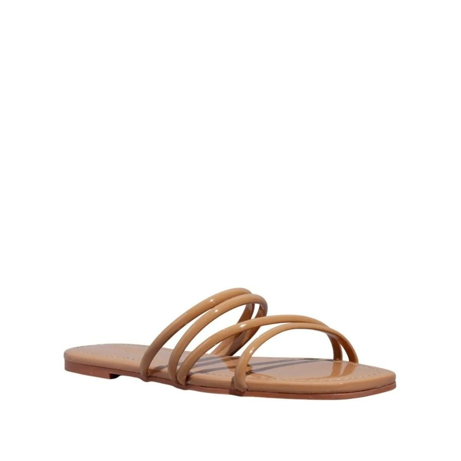 Santa Lolla Patent Square-Toe Flat Sandal