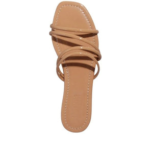 Santa Lolla Patent Square-Toe Flat Sandal