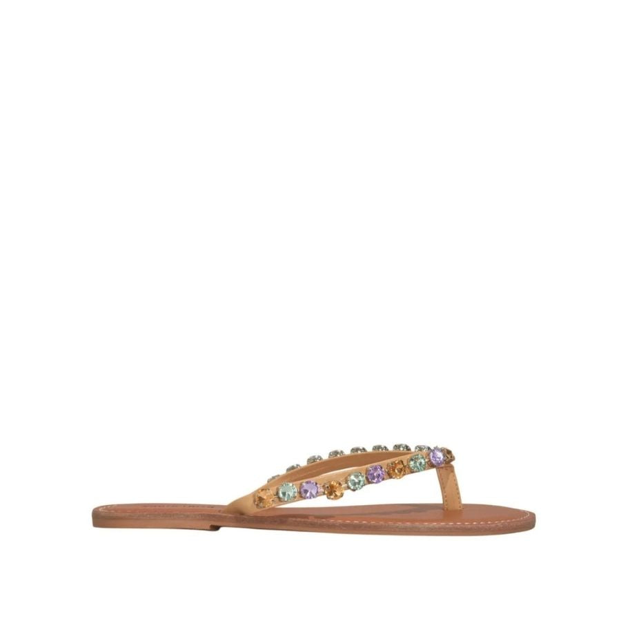 Santa Lolla Thin Strap Embellished Flat Sandal
