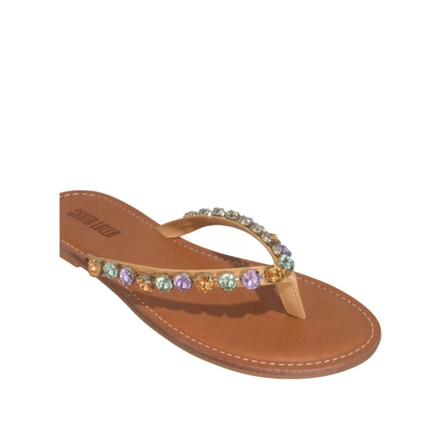 Santa Lolla Thin Strap Embellished Flat Sandal