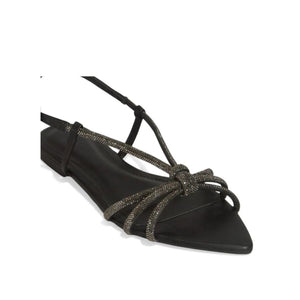 Santa Lolla Rhinestone Leaf-Toe Flat Sandals