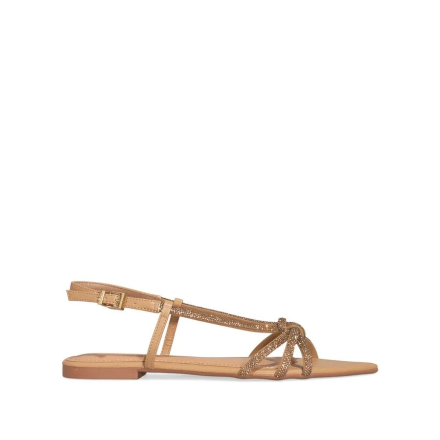 Santa Lolla Rhinestone Leaf-Toe Flat Sandals