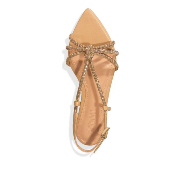 Santa Lolla Rhinestone Leaf-Toe Flat Sandals