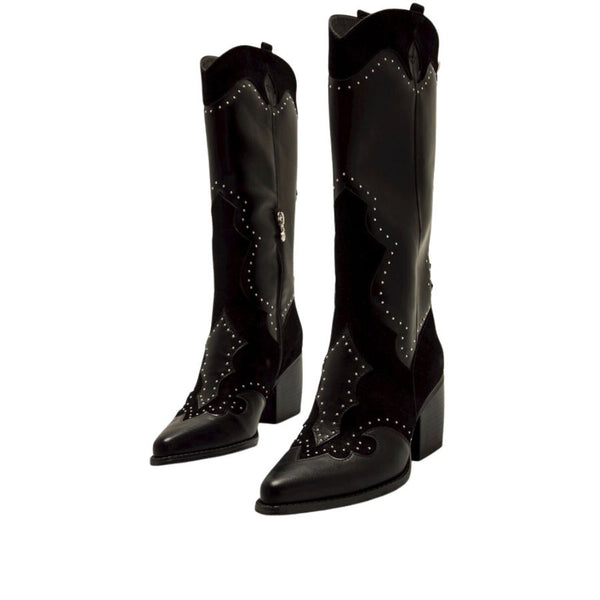 Mariamare Western Cowboy With Studded Details - Black
