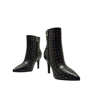 Mariamare Studded Pointed-Toe Ankle Boots - Black