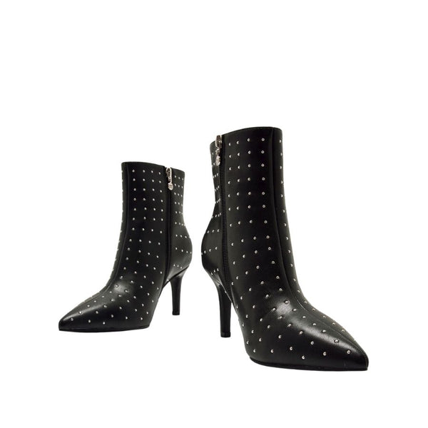 Mariamare Studded Pointed-Toe Ankle Boots - Black