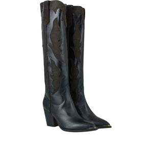 Exe leather western high boots - Black | Brown