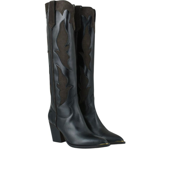 Exe leather western high boots - Black | Brown