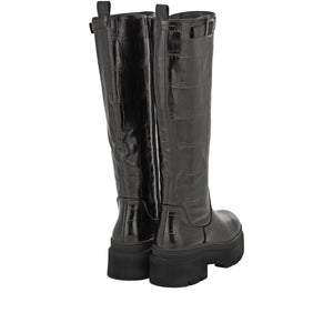 Exe croc-effect platform knee boots