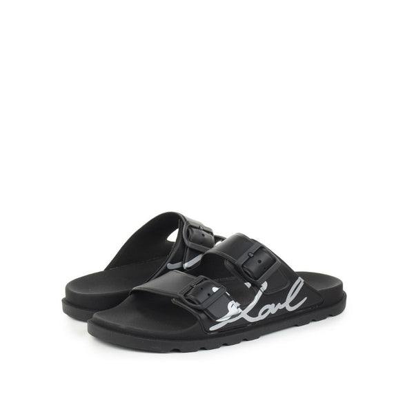 Karl Lagerfeld Double Buckle Signature Slides Women - Black