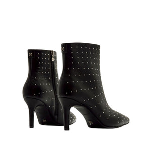 Mariamare Studded Pointed-Toe Ankle Boots - Black