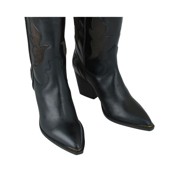 Exe leather western high boots - Black | Brown