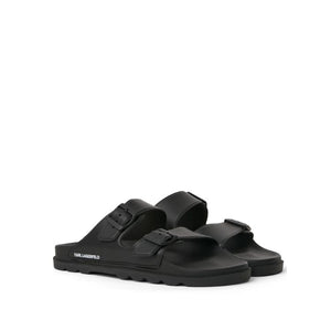 Karl Lagerfeld Signature Double Buckle Slides Men - Black