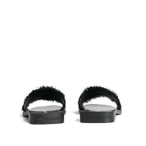 Karl Lagerfeld Denim Logo Strap Slides Women - Black