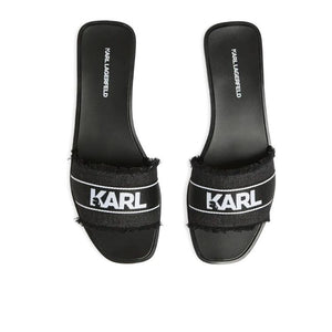 Karl Lagerfeld Denim Logo Strap Slides Women - Black
