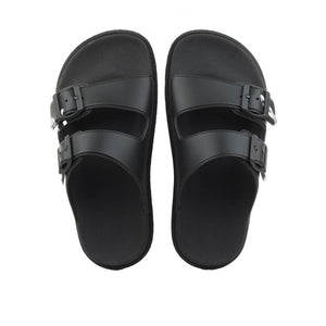 Karl Lagerfeld Double Buckle Signature Slides Women - Black