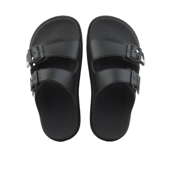 Karl Lagerfeld Double Buckle Signature Slides Women - Black