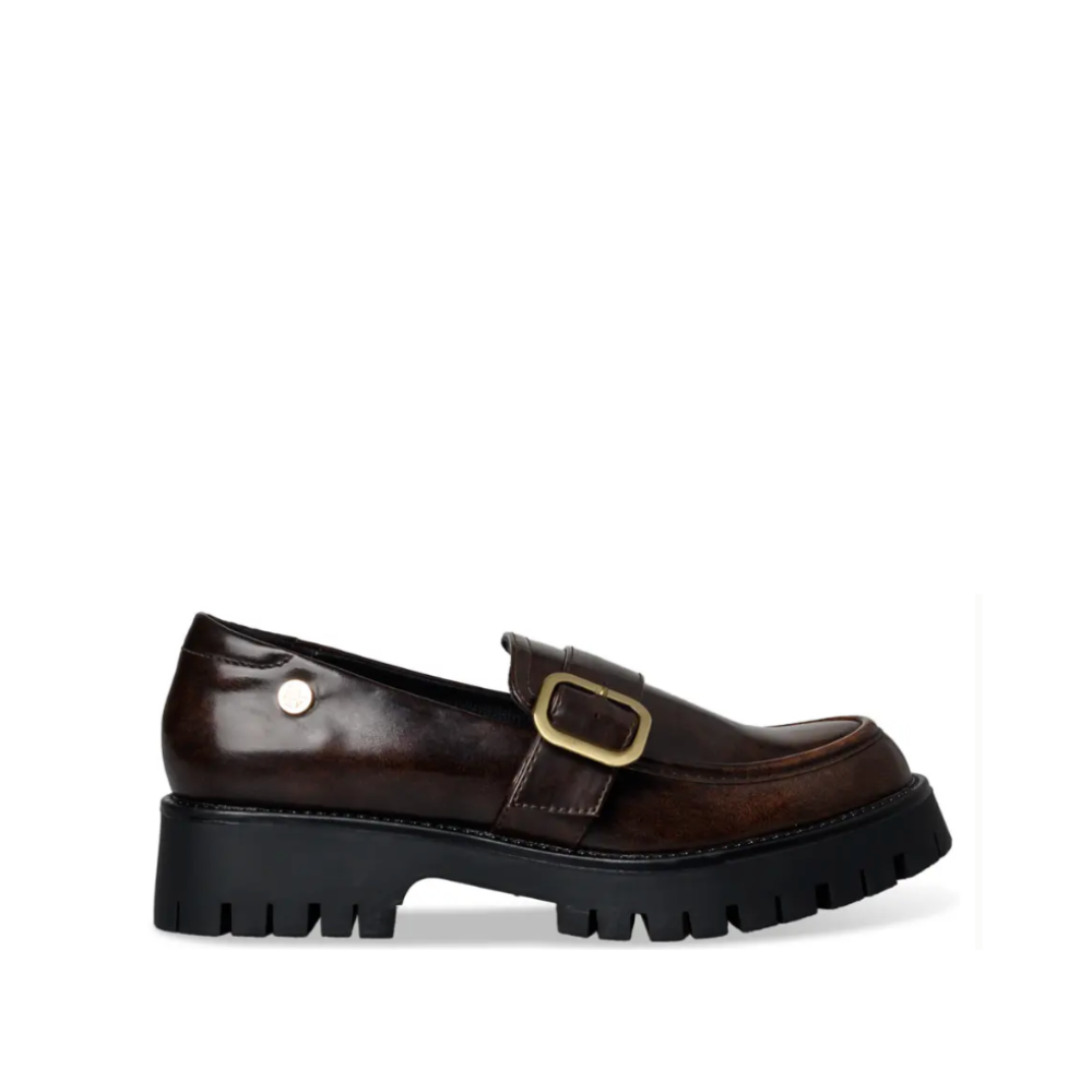 Envie Leather Loafers with Gold Buckle