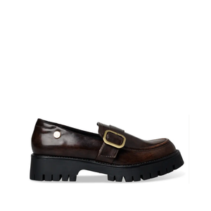 Envie Leather Loafers with Gold Buckle
