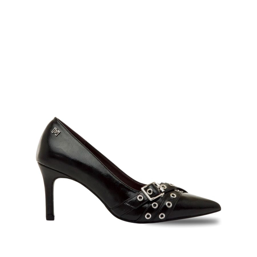 Mariamare Pointed-Toe Pumps With Buckle Straps - Black