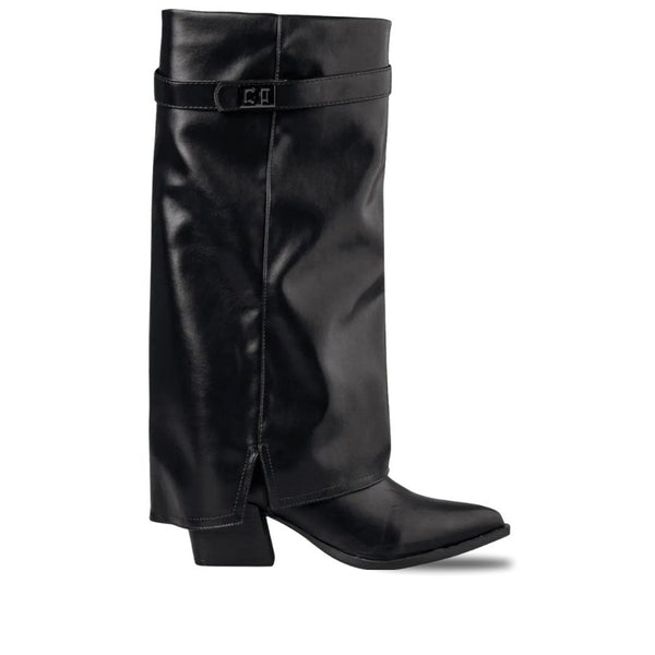 Envie Knee-High Strap Boots – Black