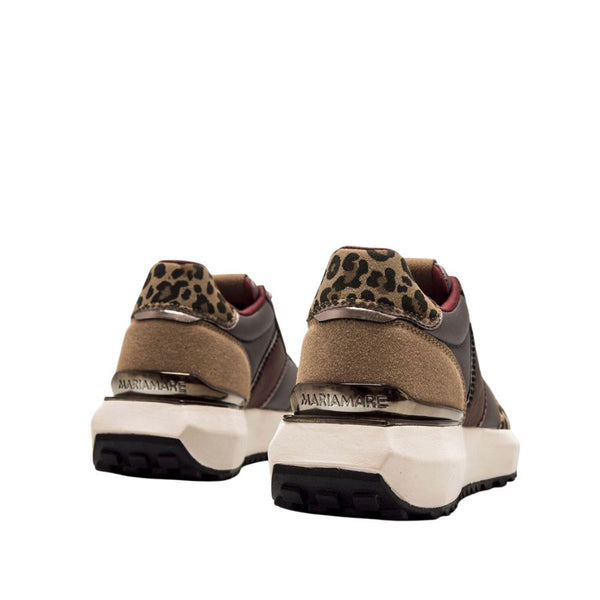 Mariamare Leopard & Burgundy Panels Sneakers - Grey | Burgundy