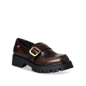 Envie Leather Loafers with Gold Buckle