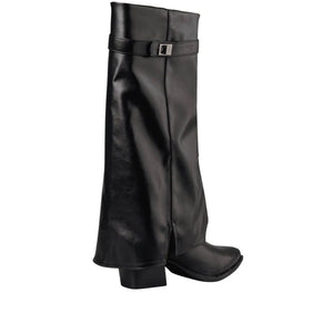 Envie Knee-High Strap Boots – Black