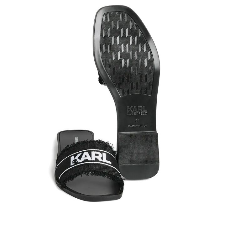 Karl Lagerfeld Denim Logo Strap Slides Women - Black