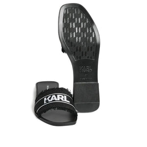 Karl Lagerfeld Denim Logo Strap Slides Women - Black