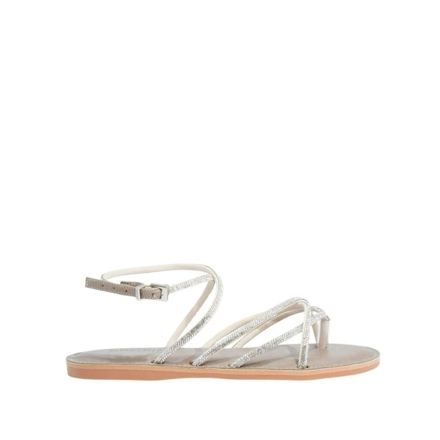 Santa Lolla Shimmer Strappy Round-Toe Flat Sandal