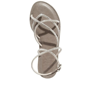 Santa Lolla Shimmer Strappy Round-Toe Flat Sandal