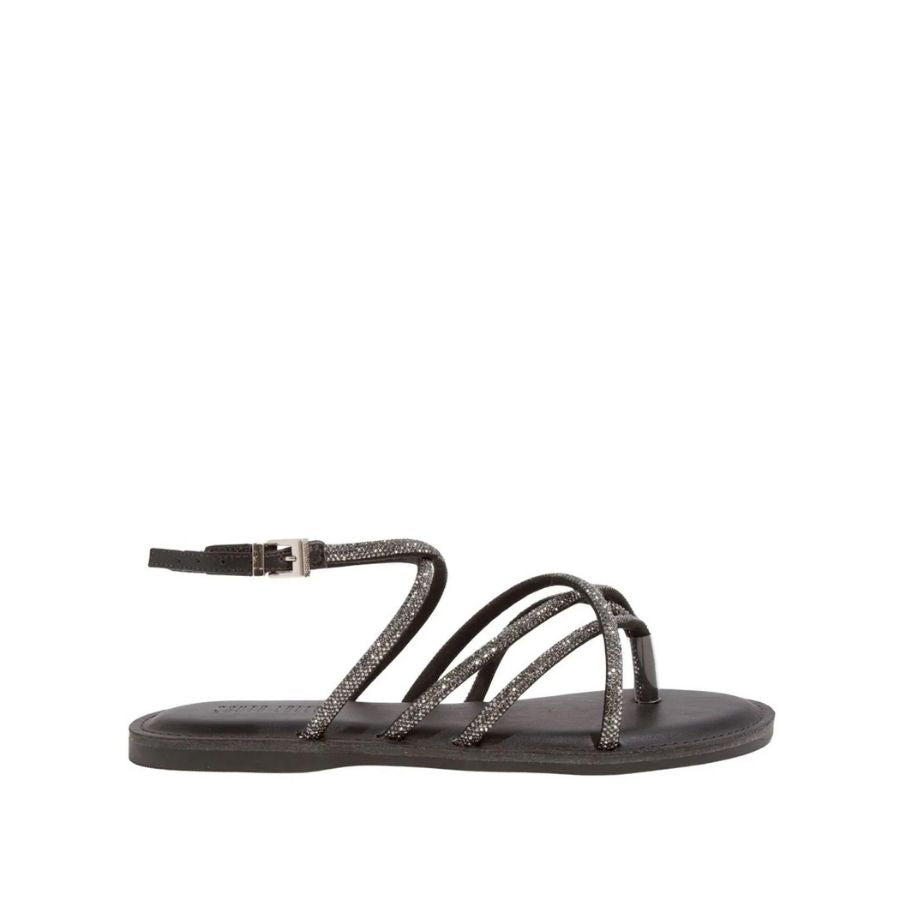 Santa Lolla Shimmer Strappy Round-Toe Flat Sandal