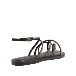 Santa Lolla Shimmer Strappy Round-Toe Flat Sandal