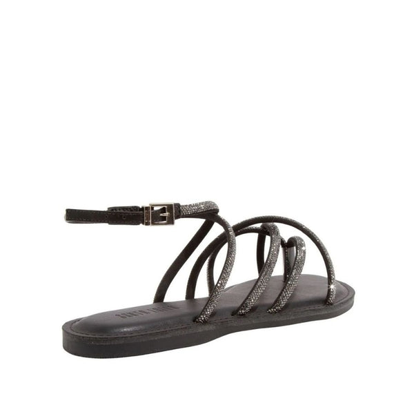 Santa Lolla Shimmer Strappy Round-Toe Flat Sandal