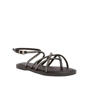 Santa Lolla Shimmer Strappy Round-Toe Flat Sandal