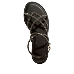 Santa Lolla Shimmer Strappy Round-Toe Flat Sandal