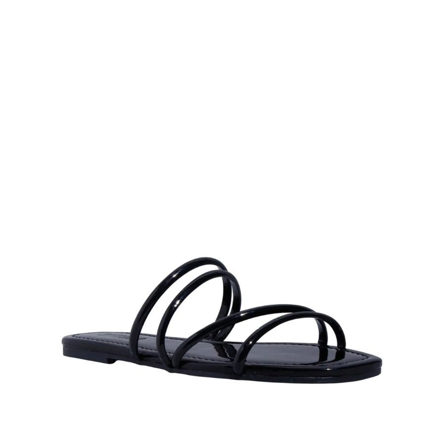 Santa Lolla Patent Square-Toe Flat Sandal