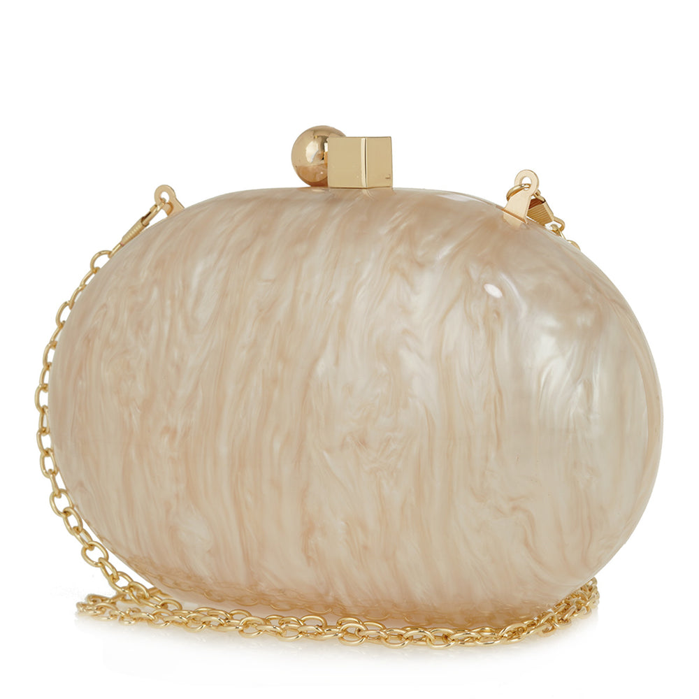Exe Pearl Marble Oval Clutch