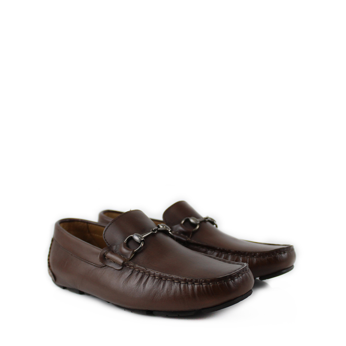 moccasins in leather brown with buckle