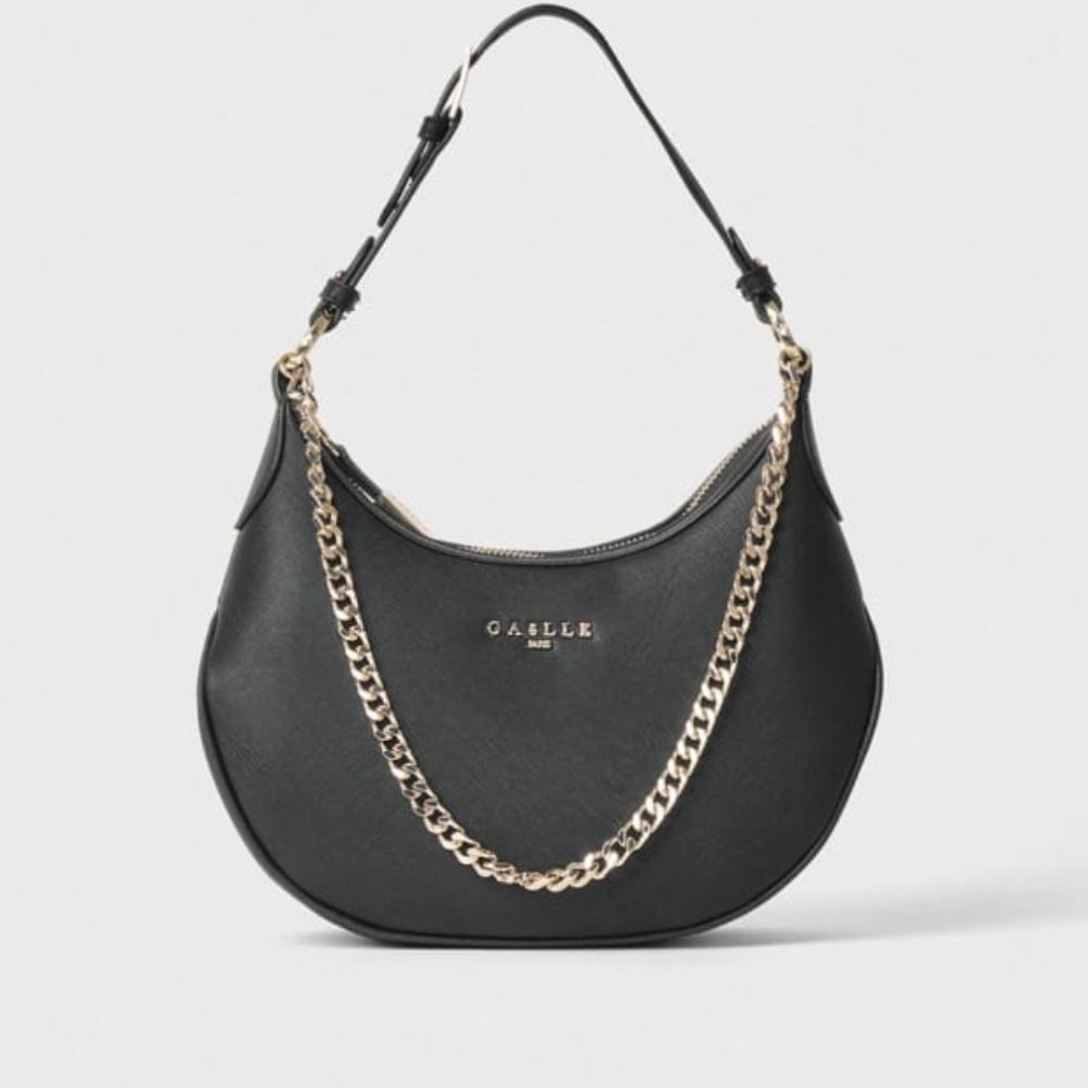 GAELLE PARIS BLACK REGULAR STRAP ECOPELLE SAFFIANO 