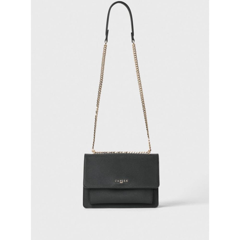 GAELLE PARIS BLACK REGULAR SHOULDER STRAP ECOPELLE SAFFIANO 