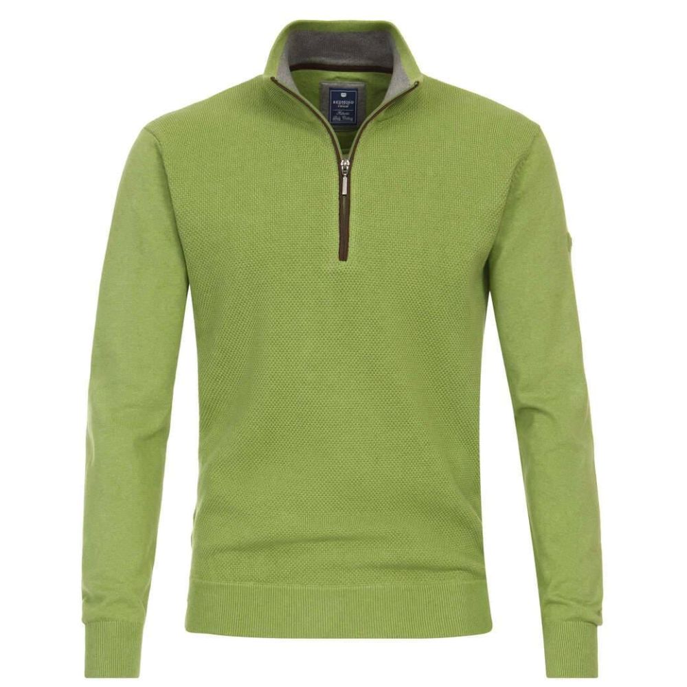 REDMOND CASUAL REGULAR FIT MEN TROYER ZIP GREEN SWEATSHIRT